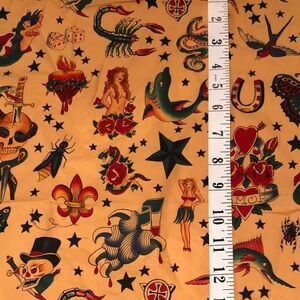 OOP Tattoo Print Quilting Cotton by Alexander Henry Rockabilly Retro Sewing
